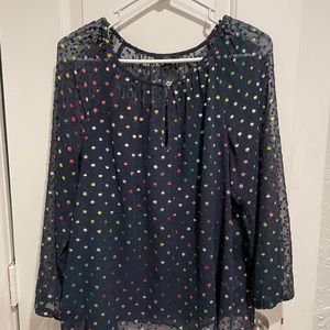 Sparkle polka dot J Crew top with camisole